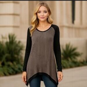 NWT $68 Philosophy Striped Black and Brown Women's Top Various Sizes